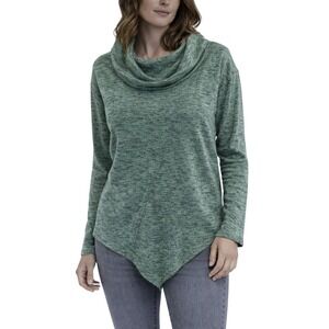 PerSeption Concept Women XL Cowl Neck Marled Green Pullover Tunic Top